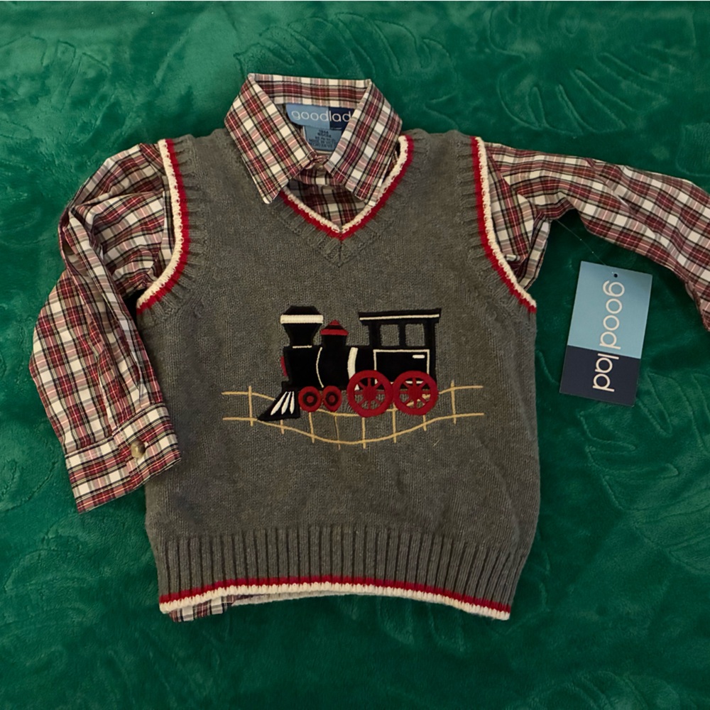 NWT embroidered Train shirt 18M classic sweater top perfect for family photos!